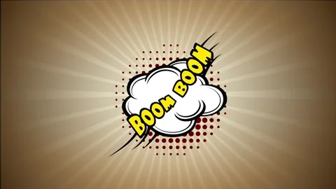 Comic speech bubble with halftone pattern on a sunburst background Stock Footage 346847497