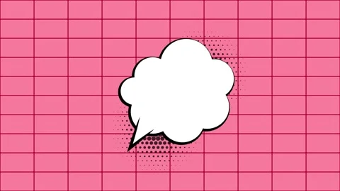 Comic speech bubble with halftone pattern on a pink background Stock Footage 346848393