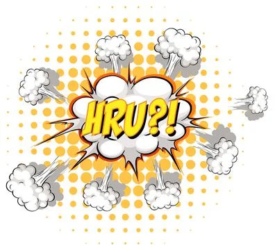 Comic speech bubble with hru text Stock Illustration