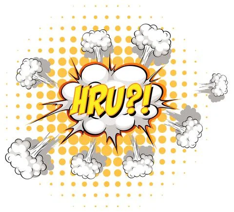 Comic speech bubble with hru text Stock Illustration