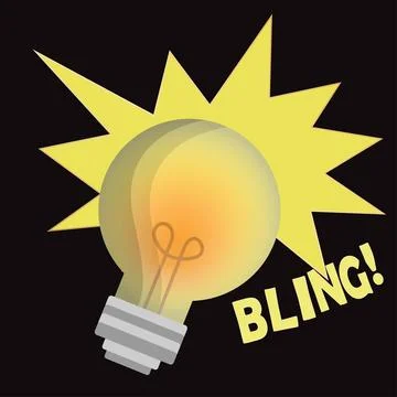 Comic speech bubble with a light bulb and the word bling 库存插图