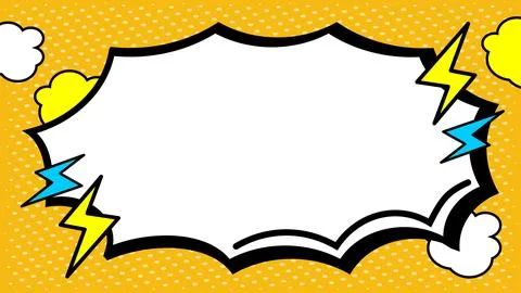 Comic speech bubble with lightning bolts and halftone pattern on a yellow b.. Stock Illustration
