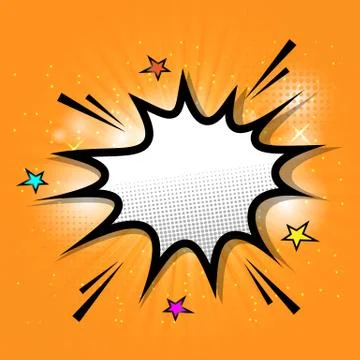 Comic speech bubble on orange background Stock Illustration