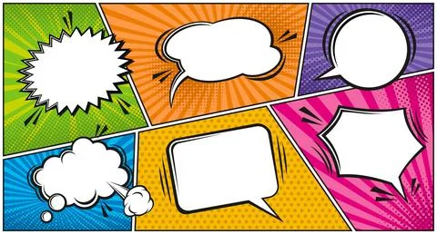 Comic speech bubble panel layout manga anime cloud Illustrazione stock