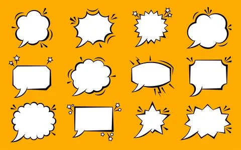 Comic speech bubble pop art epic web chat sign set Stock Illustration
