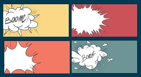 Comic speech bubble retro pop art style background with halftone. Template Stock Illustration