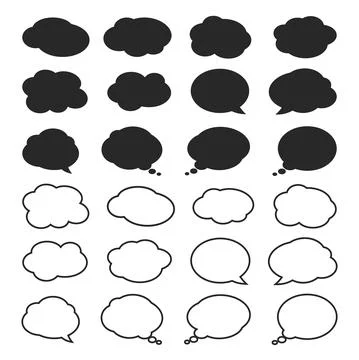 Comic speech bubble set background. Bubble vintage style flat and outline des Stock Illustration
