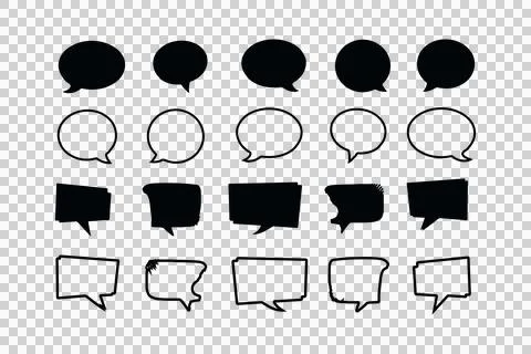 Comic speech bubble silhouette icon collection, speech bubble line art Stock-Illustration