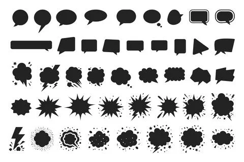 Comic Speech Bubble Silhouette Set Vector Stock Illustration