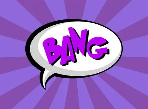Comic speech bubble with text Bang, layout template with clouds beam vector Stock Illustration