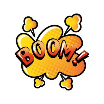 Comic speech bubble with text boom on white background Illustrazione stock