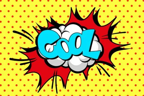 Comic speech bubble with text Cool, sound effect cloud of color phrase vector Illustrazione stock