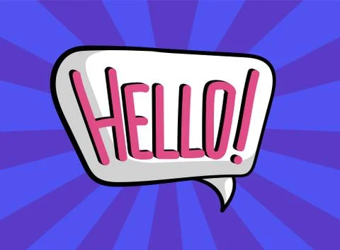 Comic speech bubble with text Hello, layout template with clouds beam vector イラスト素材