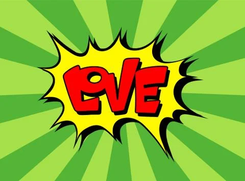 Comic speech bubble with text Love, layout template with clouds beam vector イラスト素材