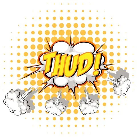 Comic speech bubble with thud text Stock Illustration