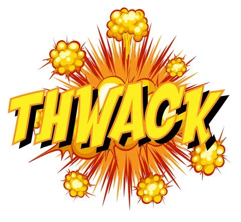 Comic speech bubble with thwack text Illustrazione stock