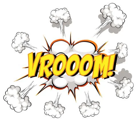 Comic speech bubble with vroom text 스톡 일러스트