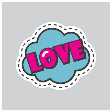 Comic speech bubble with written LOVE. Stock Illustration
