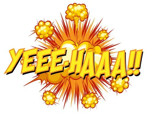 Comic speech bubble with yee-haa text Illustrazione stock