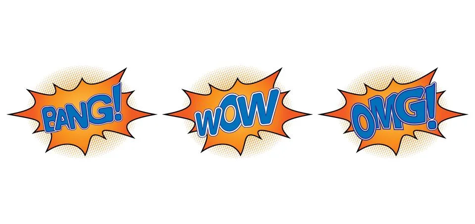 Comic speech bubbles and splashes set Stock Illustration