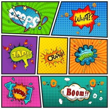 Comic speech bubbles background divided by lines Illustrazione stock