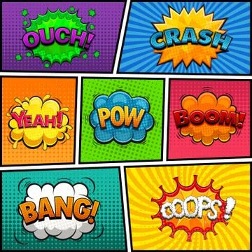 Comic speech bubbles background divided by lines vector Stock Illustration