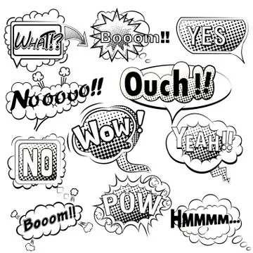 Comic speech bubbles black and white Illustrazione stock