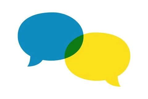 Comic speech bubbles. Blue and yellow talk balloons in minimal style for chat Stock Illustration