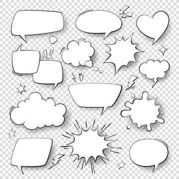 Comic speech bubbles. Cartoon comics talking and thought bubbles. Retro speech Stock Illustration