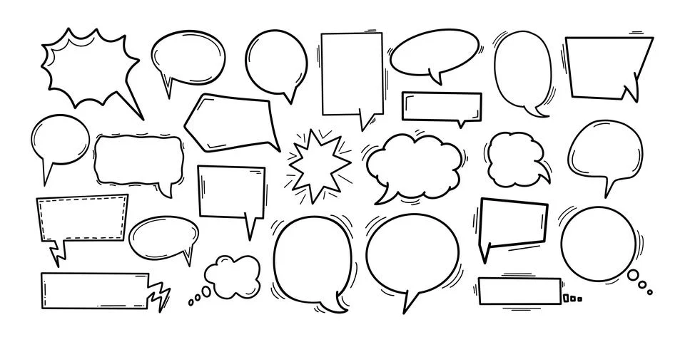 Comic Speech Bubbles collection. Isolated on white background vector illustra Illustrazione stock