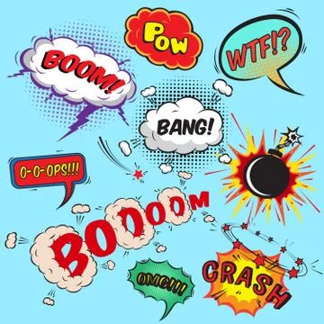 Comic speech bubbles design elements collection Stock Illustration