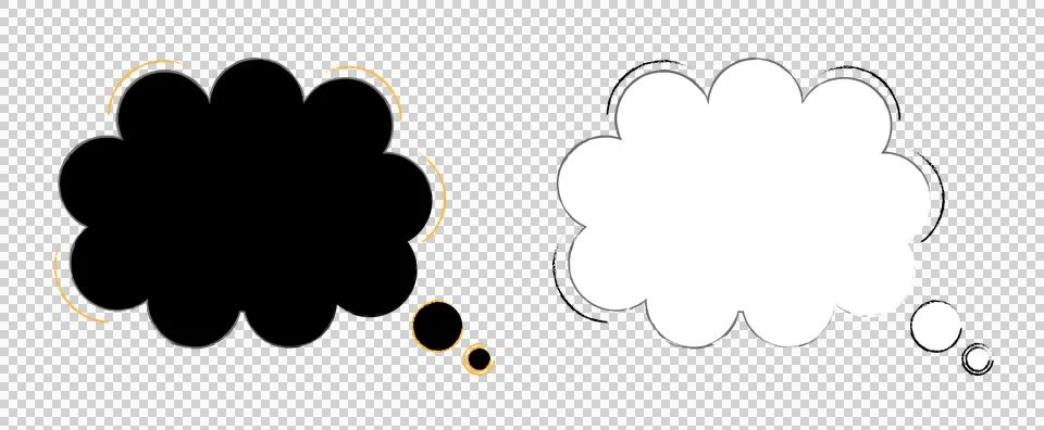 Comic speech bubbles with gold and black outlines for dialogue and thoughts.. Stock Illustration
