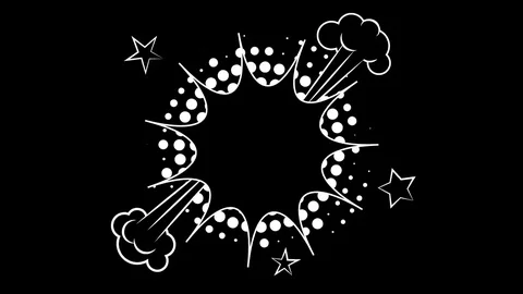 Comic speech bubbles with halftone shadows on black background. Stockbeeldmateriaal 80239847