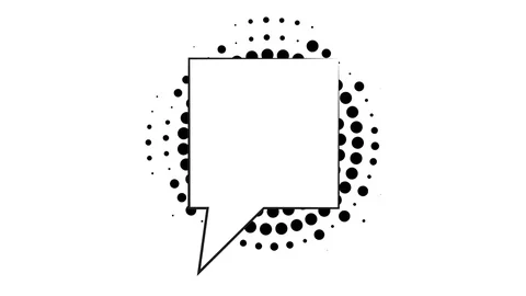 Comic speech bubbles with halftone shadows on white background. Comics style fun Stock Footage 80279973
