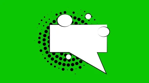 Comic speech bubbles with halftone shadows on green background. Comics style fun Video stock 80279978