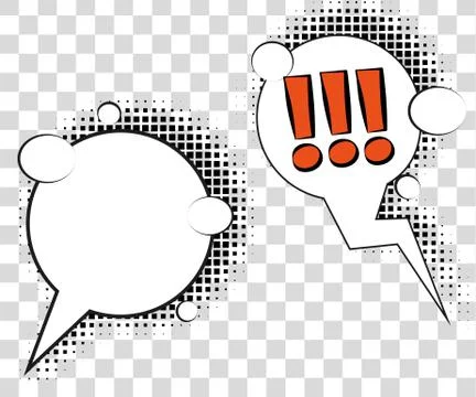 Comic speech bubbles with halftone shadows. Vector illustration eps 10 isol.. Stock Illustration