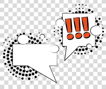 Comic speech bubbles with halftone shadows. Vector illustration eps 10 isol.. Stock Illustration
