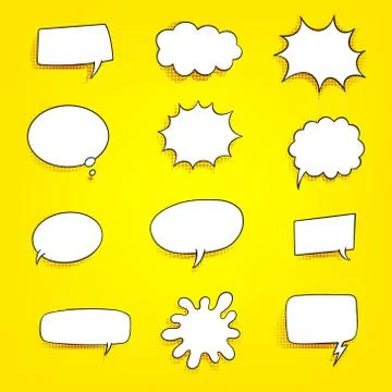 Comic Speech Bubbles. Halftone shadows. pop art style Illustrazione stock