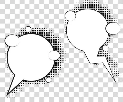 Comic speech bubbles with halftone shadows. Vector illustration eps 10 isolat Stock Illustration