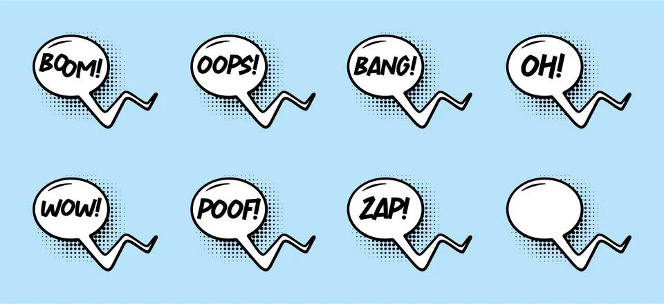 Comic speech bubbles with halftone shadows. Vector illustration in pop art style Illustrazione stock