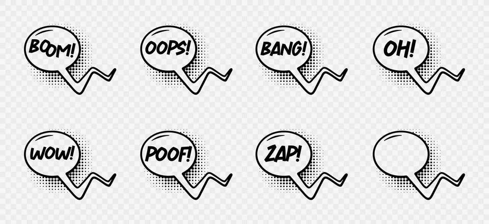 Comic speech bubbles with halftone shadows. Vector illustration in pop art style Stock Illustration