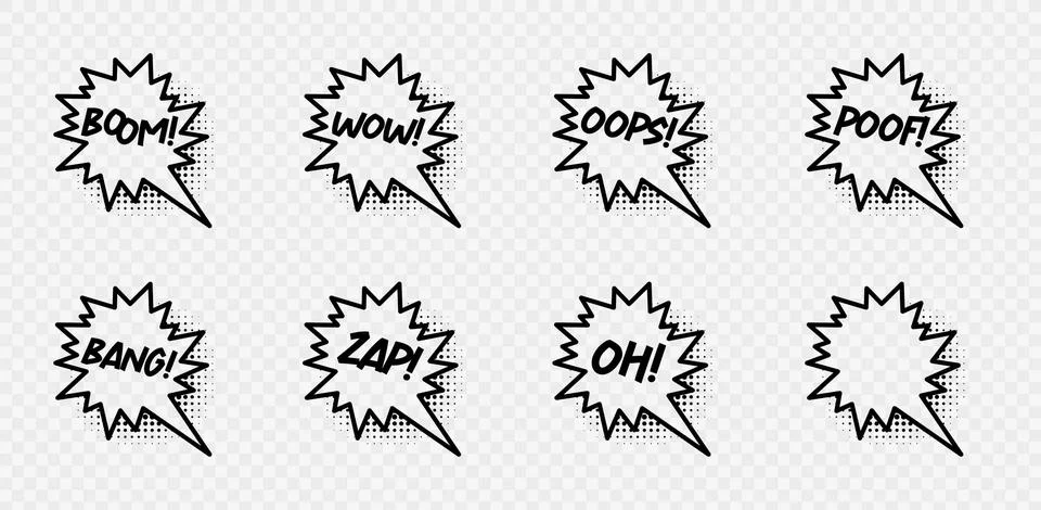 Comic speech bubbles with halftone shadows. Vector illustration in pop art style Stock Illustration