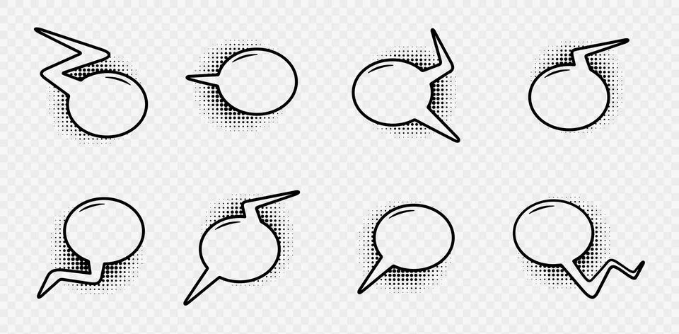 Comic speech bubbles with halftone shadows. Vector illustration in pop art style Stock Illustration