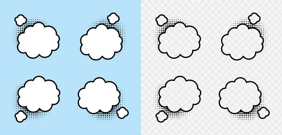 Comic speech bubbles with halftone shadows. Vector illustration in pop art style Stock Illustration