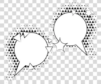Comic speech bubbles with halftone triangles shadows. Vector illustration eps 10 イラスト素材