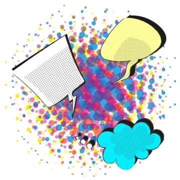 Comic speech bubbles on halftone vector background Illustrazione stock