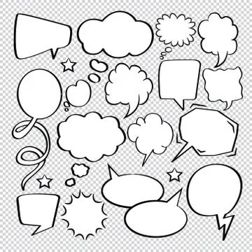 Comic speech bubbles icons collection 35 Stock Illustration
