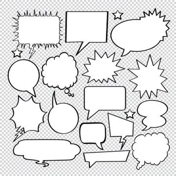 Comic speech bubbles icons collection 38 Stock Illustration