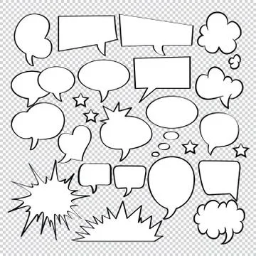 Comic speech bubbles icons collection 39 Stock Illustration