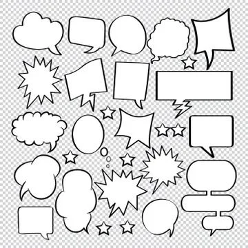 Comic speech bubbles icons collection 37 Stock Illustration